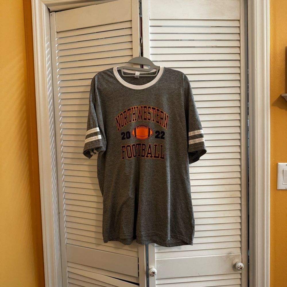 Gray Northwestern Football T-Shirt